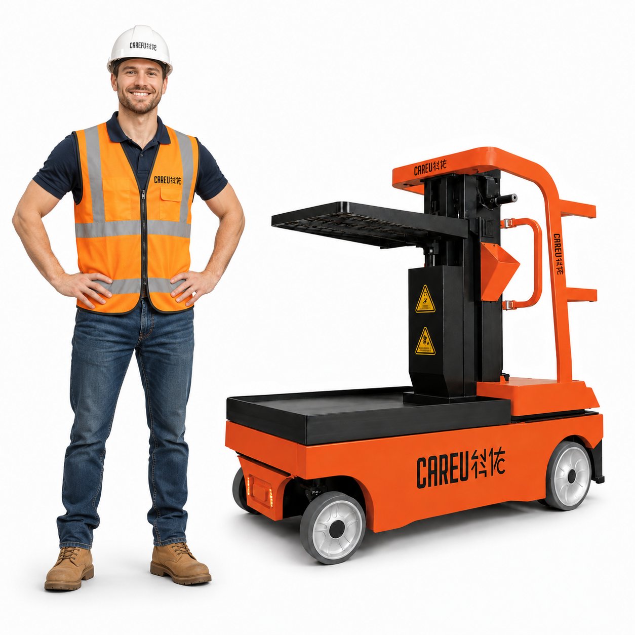 Worker with CAREU order picker